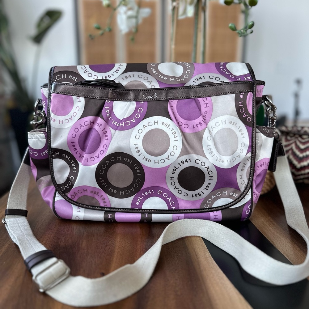 Vintage Coach Purple Signature Messenger or Diaper Bag EUC - Picture 3 of 12